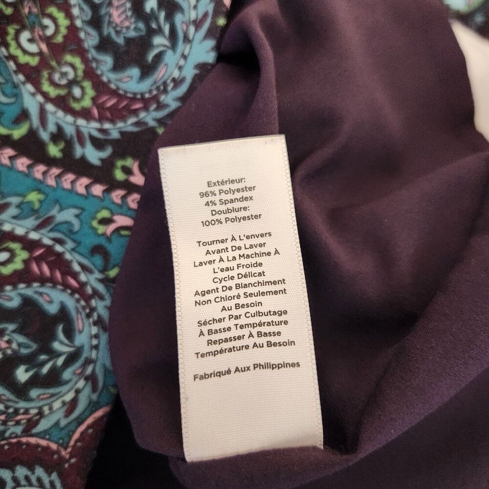 Talbots Pencil Skirt Plus SZ 16W Purple Paisley Lined Stretch Career Office Wear - Picture 9 of 10